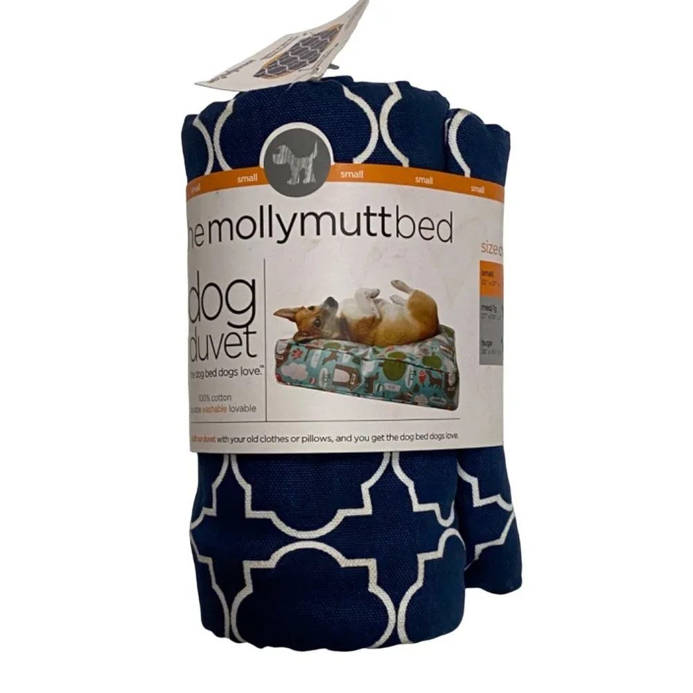 The Molly Mutt Bed Dog Duvet Romeo & Juliet Small Navy Geometric 22